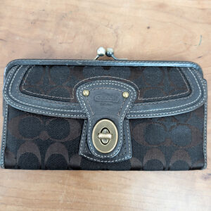 Coach Legacy Canvas & Leather Trifold Wallet